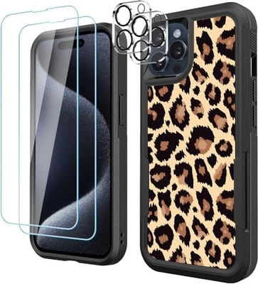 5 در 1 برای iphone 15 Plus کیس، با 2 بسته محافظ صفحه + 2 بسته محافظ لنز دوربین، کار سنگین محکم