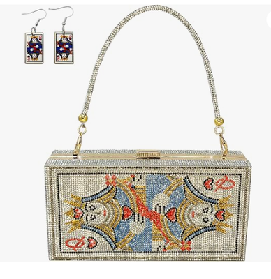 کیف دستی زنانه مروارید و الماس شب، کیف مینودیر کلاچ، کیف کلاچ کریستالی طرح دسته اسکناس دلار
