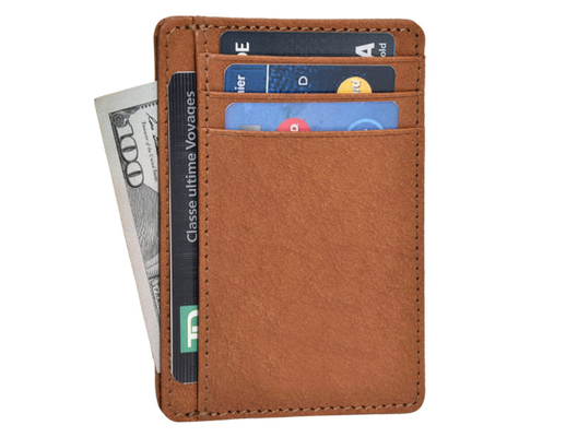 قاب کارتی کیف پول چرم مردانه باریک RFID مینیمالیست هوشمند مسدود کننده
