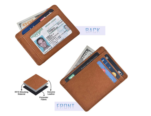 قاب کارتی کیف پول چرم مردانه باریک RFID مینیمالیست هوشمند مسدود کننده
