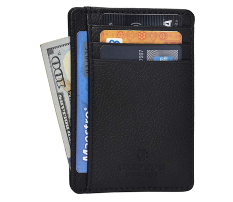 قاب کارتی کیف پول چرم مردانه باریک RFID مینیمالیست هوشمند مسدود کننده