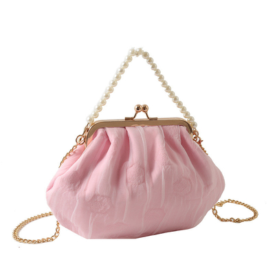 2024 NEW RETRO FAIRY SOLID COLOR small bag white hand hand bag perl bag net yarn of women in simple crossbody bag. باگ کوچک رنگي و رنگي و رنگي و رنگي و رنگي و رنگي و رنگي
