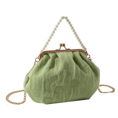 2024 NEW RETRO FAIRY SOLID COLOR small bag white hand hand bag perl bag net yarn of women in simple crossbody bag. باگ کوچک رنگي و رنگي و رنگي و رنگي و رنگي و رنگي و رنگي