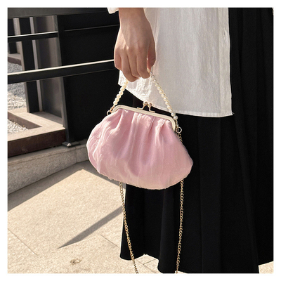 2024 NEW RETRO FAIRY SOLID COLOR small bag white hand hand bag perl bag net yarn of women in simple crossbody bag. باگ کوچک رنگي و رنگي و رنگي و رنگي و رنگي و رنگي و رنگي