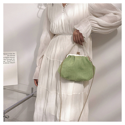 2024 NEW RETRO FAIRY SOLID COLOR small bag white hand hand bag perl bag net yarn of women in simple crossbody bag. باگ کوچک رنگي و رنگي و رنگي و رنگي و رنگي و رنگي و رنگي
