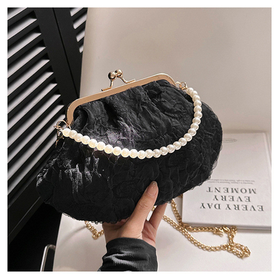 2024 NEW RETRO FAIRY SOLID COLOR small bag white hand hand bag perl bag net yarn of women in simple crossbody bag. باگ کوچک رنگي و رنگي و رنگي و رنگي و رنگي و رنگي و رنگي