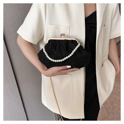 2024 NEW RETRO FAIRY SOLID COLOR small bag white hand hand bag perl bag net yarn of women in simple crossbody bag. باگ کوچک رنگي و رنگي و رنگي و رنگي و رنگي و رنگي و رنگي