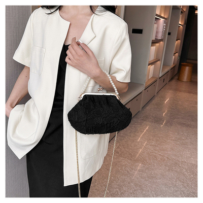 2024 NEW RETRO FAIRY SOLID COLOR small bag white hand hand bag perl bag net yarn of women in simple crossbody bag. باگ کوچک رنگي و رنگي و رنگي و رنگي و رنگي و رنگي و رنگي