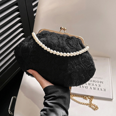 2024 NEW RETRO FAIRY SOLID COLOR small bag white hand hand bag perl bag net yarn of women in simple crossbody bag. باگ کوچک رنگي و رنگي و رنگي و رنگي و رنگي و رنگي و رنگي