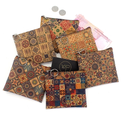 VINTAGE TRUE WOOD PRINT CORK MONEY PURSE BORK PRINT COIN BAG KEY SMALL SQUARE BAG Casual NOSTALGIA Clutch BAG (بسته از چوبی و چوبی)