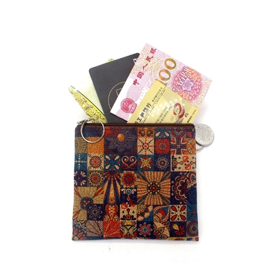 VINTAGE TRUE WOOD PRINT CORK MONEY PURSE BORK PRINT COIN BAG KEY SMALL SQUARE BAG Casual NOSTALGIA Clutch BAG (بسته از چوبی و چوبی)