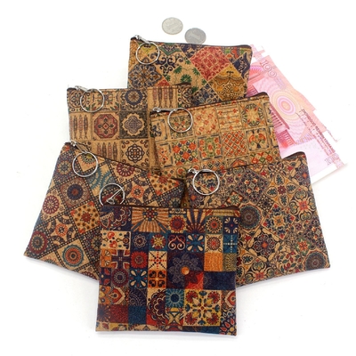 VINTAGE TRUE WOOD PRINT CORK MONEY PURSE BORK PRINT COIN BAG KEY SMALL SQUARE BAG Casual NOSTALGIA Clutch BAG (بسته از چوبی و چوبی)