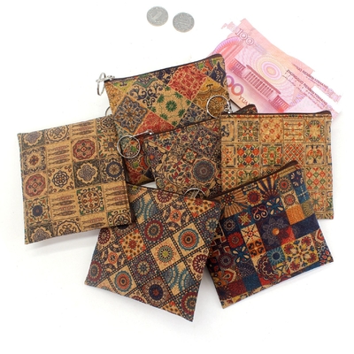 VINTAGE TRUE WOOD PRINT CORK MONEY PURSE BORK PRINT COIN BAG KEY SMALL SQUARE BAG Casual NOSTALGIA Clutch BAG (بسته از چوبی و چوبی)