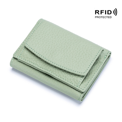 بروش ضد سرقت کیف پول چرمی زنانه کیف پول کارت کوتاه کیف پول کوچک سه تا کیف پول RFID مینی سکه پوست گاو کیف پول کراس برد