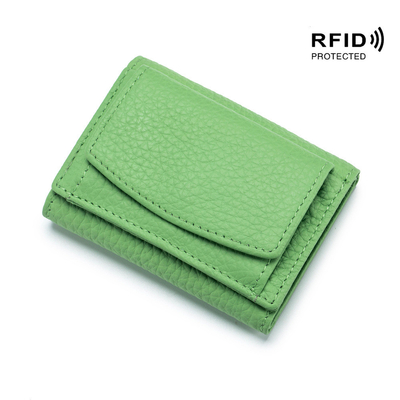 بروش ضد سرقت کیف پول چرمی زنانه کیف پول کارت کوتاه کیف پول کوچک سه تا کیف پول RFID مینی سکه پوست گاو کیف پول کراس برد