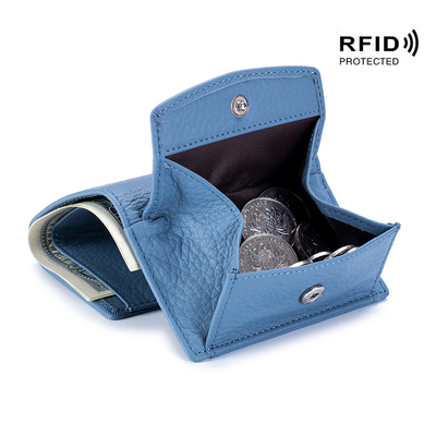 بروش ضد سرقت کیف پول چرمی زنانه کیف پول کارت کوتاه کیف پول کوچک سه تا کیف پول RFID مینی سکه پوست گاو کیف پول کراس برد