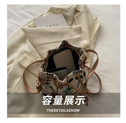NEW CHINESE NATIONAL WIND ARMIPIT BUCKET BAG ساده ترين مد تابستان سبک لين جديد درجه بالا احساس تک شانه