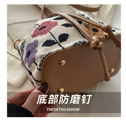 NEW CHINESE NATIONAL WIND ARMIPIT BUCKET BAG ساده ترين مد تابستان سبک لين جديد درجه بالا احساس تک شانه