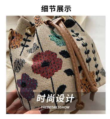 NEW CHINESE NATIONAL WIND ARMIPIT BUCKET BAG ساده ترين مد تابستان سبک لين جديد درجه بالا احساس تک شانه