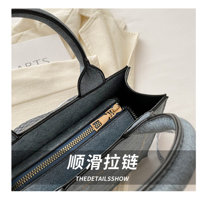 VINTAGE CHIC TEXTURED LETTER TOTE BAG BAG زنان 2024 ظرفیت بزرگ مدل جدید کیف دستی کمربند گسترده