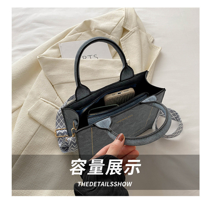 VINTAGE CHIC TEXTURED LETTER TOTE BAG BAG زنان 2024 ظرفیت بزرگ مدل جدید کیف دستی کمربند گسترده