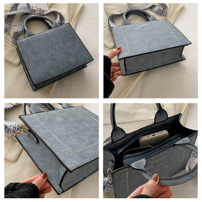 VINTAGE CHIC TEXTURED LETTER TOTE BAG BAG زنان 2024 ظرفیت بزرگ مدل جدید کیف دستی کمربند گسترده