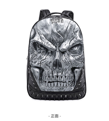 3D PU LEATHER SKULL Backpack - Backpacks STEAM PUNK RIVET PERSONALITY Travel Backpack کالج / دبیرستان کیف های کتاب