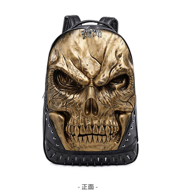 3D PU LEATHER SKULL Backpack - Backpacks STEAM PUNK RIVET PERSONALITY Travel Backpack کالج / دبیرستان کیف های کتاب