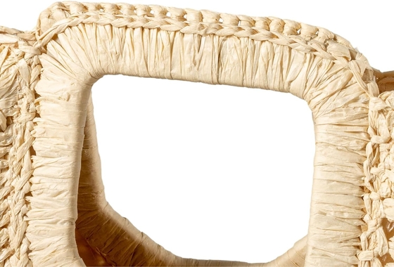 YYW دست سازي کوله ي دستي براي زنان، دست بافته از کاه کوله ي بزرگ هوبو براي زنان دستگير گرد حلقه ي دستگير TOTO تابستان