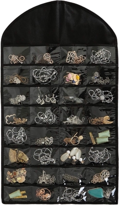 FORAINEAM 3 PACK HANGING JEWELRY ORGANIZER 32 جیب 18 قلاب و حلقه گردنبند نگهدارنده گوشواره های دستبند حلقه نمایش