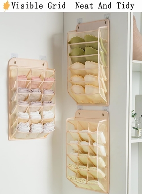 3D NEW DURABLE CLOSET HANGING ORGANIZER با جیب های شبکه 3D، قفسه های دیواری کمد لباس پوشاک بسته بندی بسته بندی (BEIGE-2PACK)