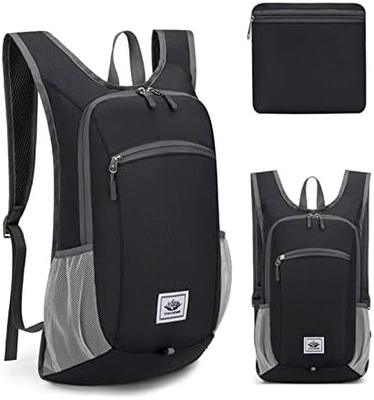 کوله پشتی پیاده روی 15L Ultralight Lightweight Packable کوله پشتی پیاده روی مقاوم در آب کوله پشتی قابل تاشو برای سفر (گری)