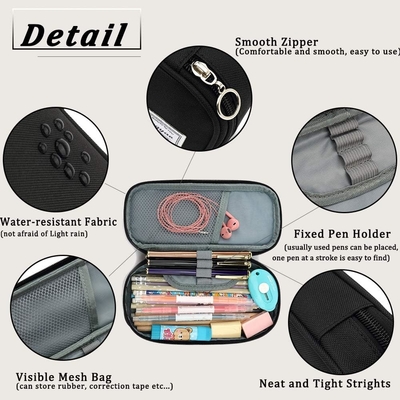 کیف مداد FUXINGYAO، کوله مداد MULTI-SLOT، کیسه مداد قابل حمل، کیف مداد برای دفتر ((سیاه)