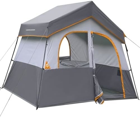 HIKERGARDEN چادر کمپینگ 6 نفره - قابل حمل آسان تنظیم چادر خانوادگی برای کمپ، چادر کابین پارچه ضد بادی در فضای باز