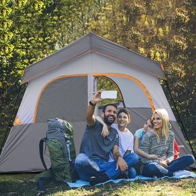HIKERGARDEN چادر کمپینگ 6 نفره - قابل حمل آسان تنظیم چادر خانوادگی برای کمپ، چادر کابین پارچه ضد بادی در فضای باز