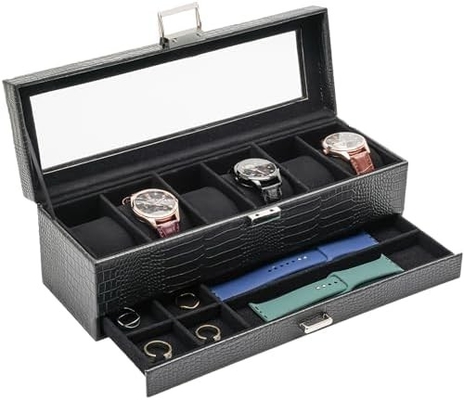 ProCase Watch Box Organizer برای مردان، 6 Slot Watch Display Case با کشو، هدیه روز پدر