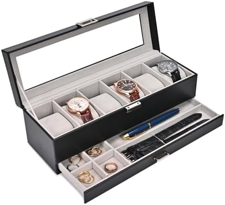 ProCase Watch Box Organizer برای مردان، 6 Slot Watch Display Case با کشو، هدیه روز پدر