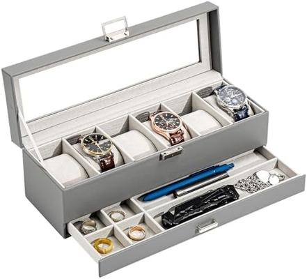 ProCase Watch Box Organizer برای مردان، 6 Slot Watch Display Case با کشو، هدیه روز پدر