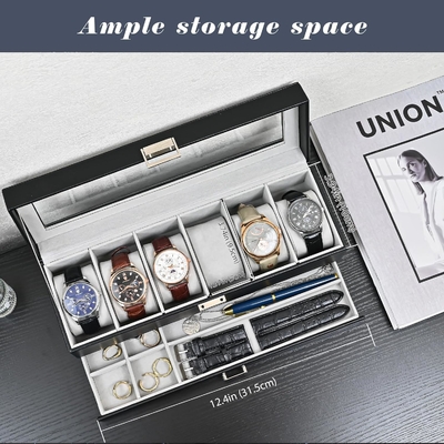 ProCase Watch Box Organizer برای مردان، 6 Slot Watch Display Case با کشو، هدیه روز پدر