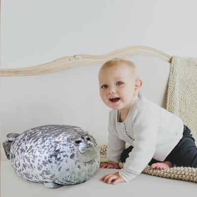 MerryXD Chubby Blob Seal Pillow,Cotton Plush Animal Toy Cute Ocean Medium ((17.6 in) بالش چوبی و پر از پنبه
