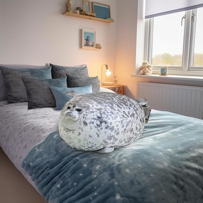 MerryXD Chubby Blob Seal Pillow,Cotton Plush Animal Toy Cute Ocean Medium ((17.6 in) بالش چوبی و پر از پنبه