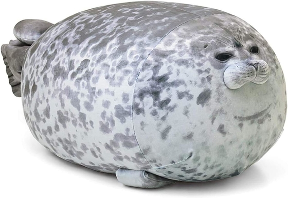 MerryXD Chubby Blob Seal Pillow,Cotton Plush Animal Toy Cute Ocean Medium ((17.6 in) بالش چوبی و پر از پنبه