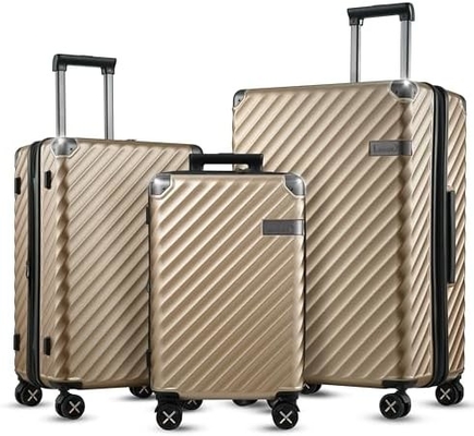 چمدان 22x14x9 هواپیمایی تایید شده - 35 لیتر پولی کربنات کشش پذیر سخت پوسته چمدان با چرخ چرخش (سیاه ، 20 اینچ)