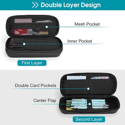 ProCase Pen Pencil Case، 2-layer EVA Zipper Pencil Box Pouch ظرفیت بزرگ ذخیره سازی ادوات اداری برای مدرسه