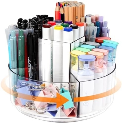 5 اسلات دارنده قلم آکریلیک 360 درجه چرخش برای میز، دارنده مارکر Caddy مواد هنری سازمان دهنده قلم سازمان دهنده برای میز