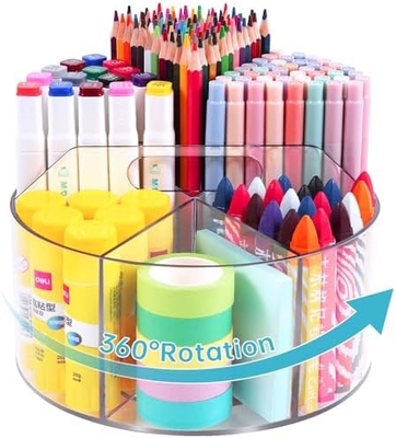 5 اسلات دارنده قلم آکریلیک 360 درجه چرخش برای میز، دارنده مارکر Caddy مواد هنری سازمان دهنده قلم سازمان دهنده برای میز