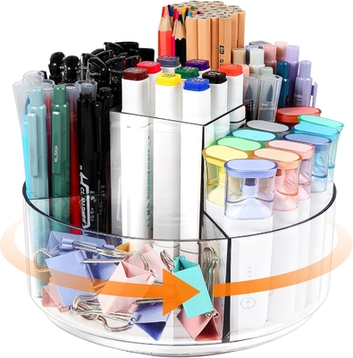 5 اسلات دارنده قلم آکریلیک 360 درجه چرخش برای میز، دارنده مارکر Caddy مواد هنری سازمان دهنده قلم سازمان دهنده برای میز