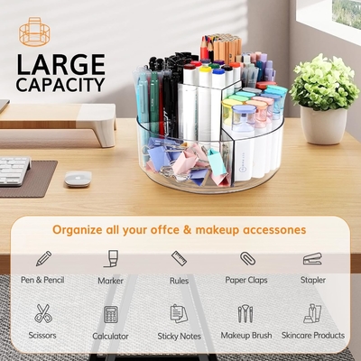 5 اسلات دارنده قلم آکریلیک 360 درجه چرخش برای میز، دارنده مارکر Caddy مواد هنری سازمان دهنده قلم سازمان دهنده برای میز