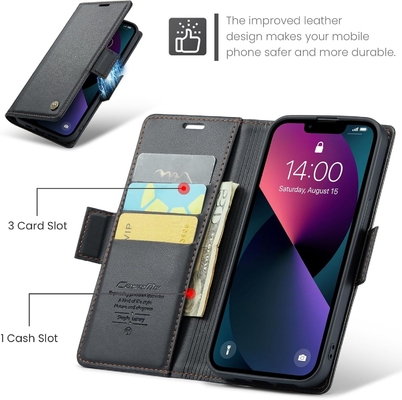 QLTYPRI کیف پول پوشش برای آیفون 13/14، [RFID مسدود کردن] نگهدارنده گره کارت اعتباری برای محافظت ضد ضربه از مورد تلفن