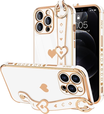 آیفون 12 پرو دوست داشتنی عشق-قلب پوشش بند پوشش تلفن برای زنان دختران Bling سیلیکون دوربین لنز حفاظت بامپر